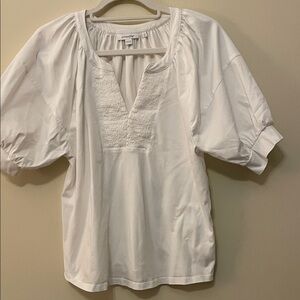 Chico's White Blouse with Textured Detail